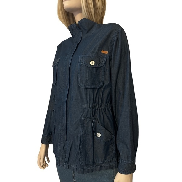 JR by JAR Denim Field Jacket Utility Coat 100% Cotton Full Zip Front Monogrammed - Picture 8 of 15